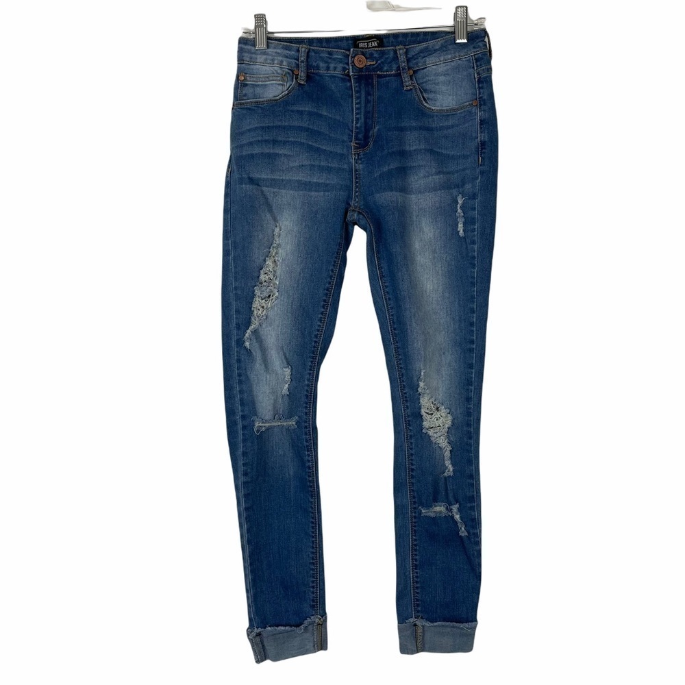 Iris Skinny High Rise Distressed Cuffed Jeans